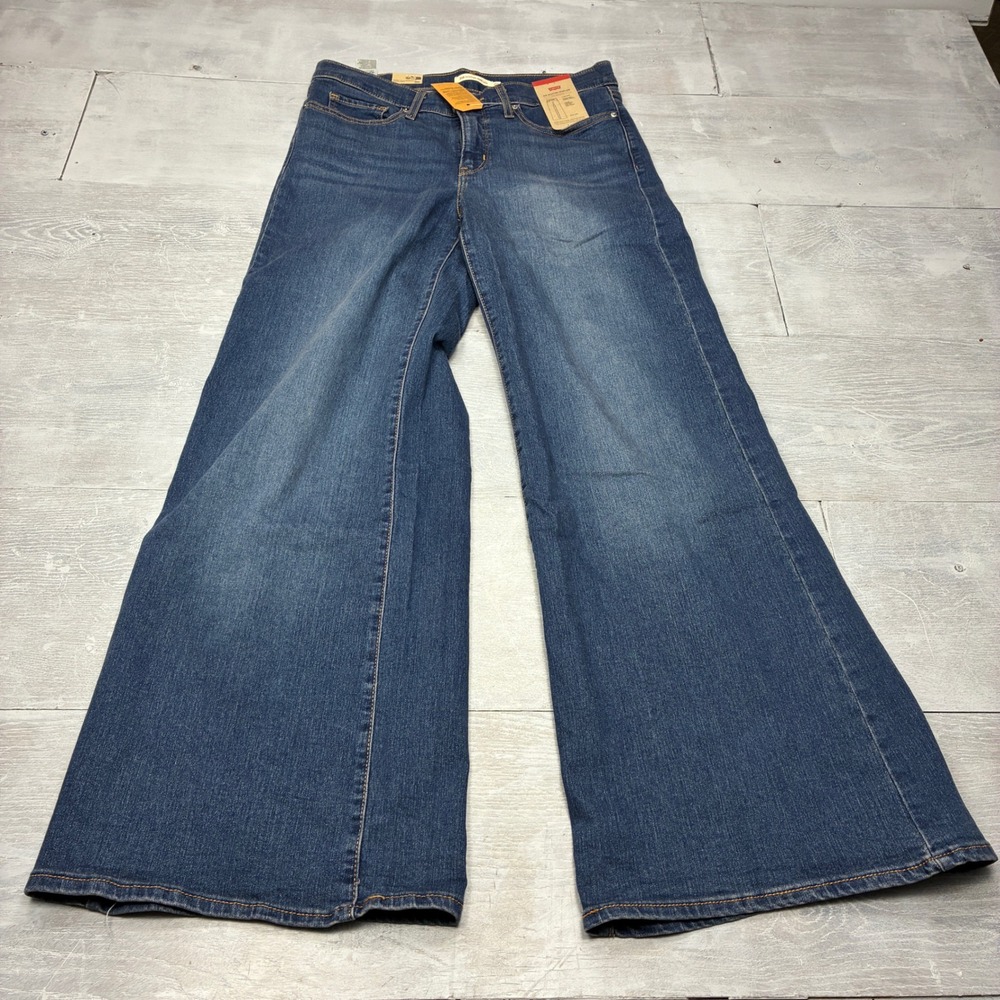 Levis 318 Shaping Wide Leg Jeans Womens 29x32 Blue Stellar Stretch Mid Rise NWT